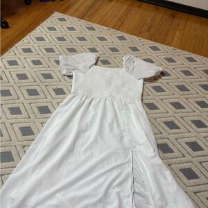 Maurices White Puff Sleeve Sundress with Slit